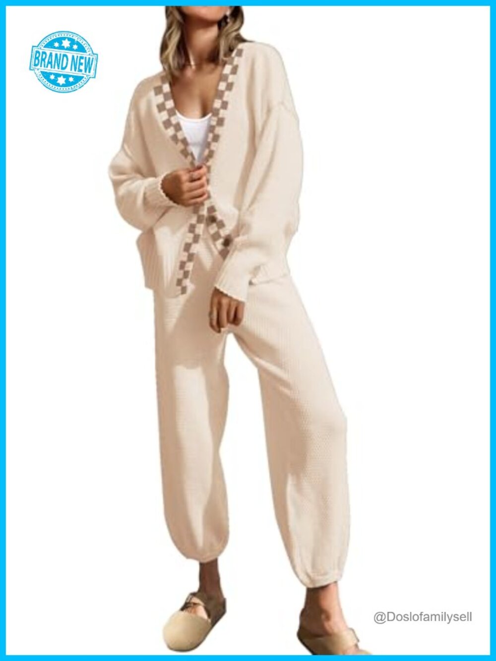 SAUKOLE Womens Two Piece Sweater Set Oversized Button Down Cardigan and Long